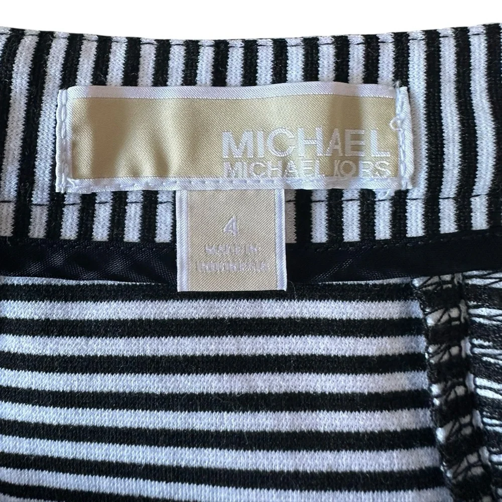 Michael Michael Kors Striped Skater Skirt Black White Size‎ 4 Stretch Flare